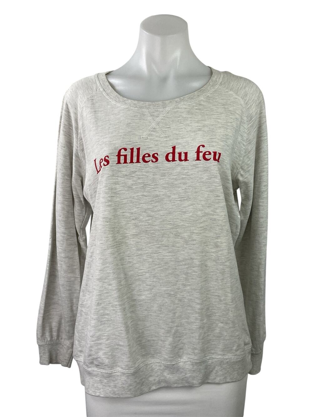 Zoe Ferdinand Paris Womens Gray Long Sleeve Casual Crew Neck Sweatshirt Top Sz M